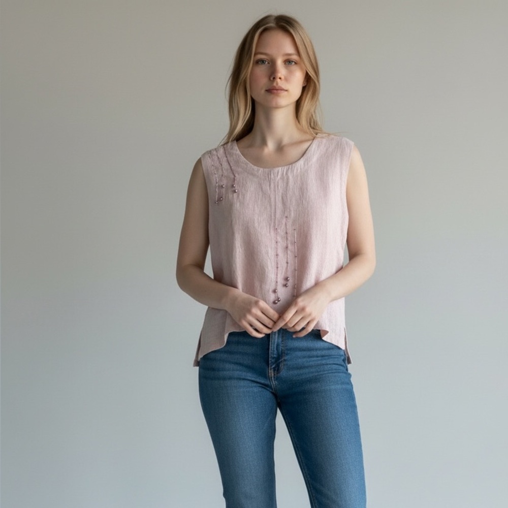 Elegant Pink Sleeveless Blouse